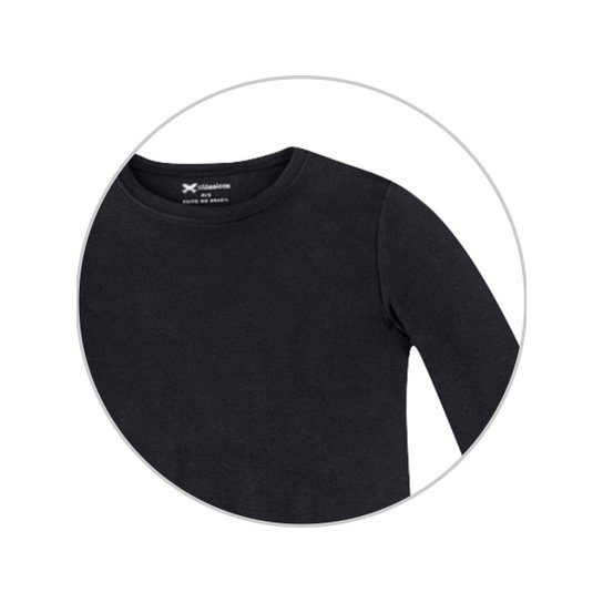 Blusa Básica Manga Longa Com Elastano Feminina