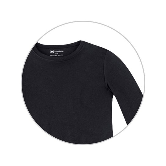Blusa Básica Manga Longa Com Elastano Feminina