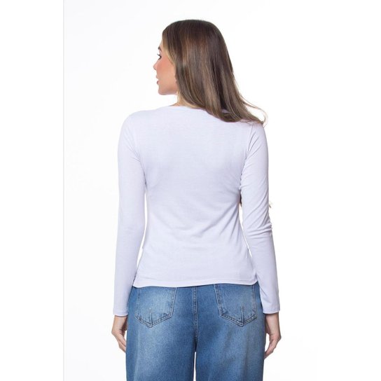 Blusa Básica Manga Longa Zipituka 302 Branco