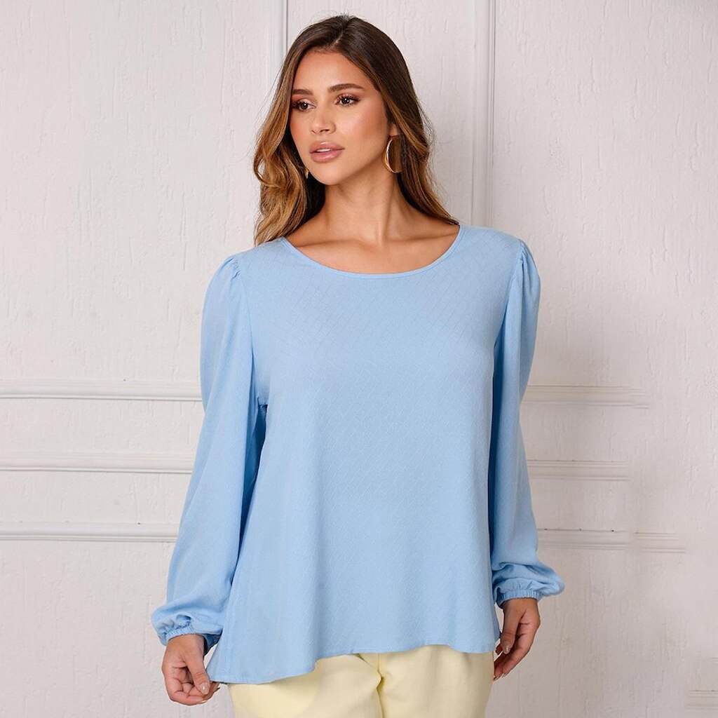 Blusa Bata Decote Redondo BBonnie Vânia Azul