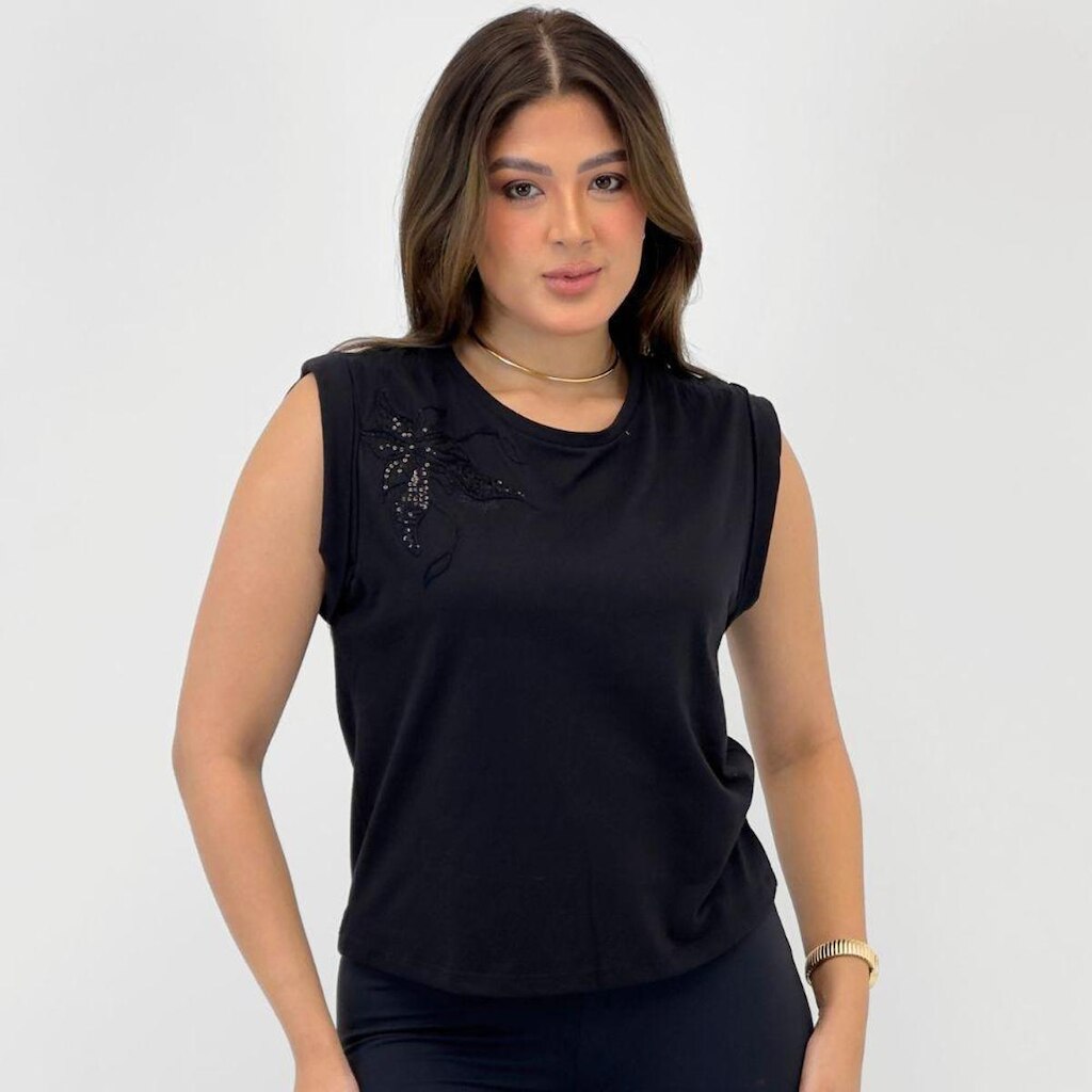 Blusa Beagle Regata com Bordado Feminina
