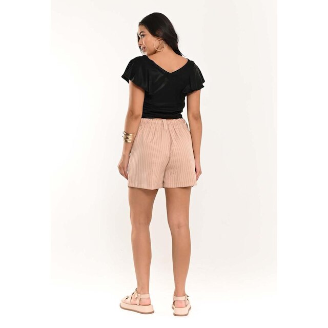 Blusa Bisô Decote Babados Lisa Preta