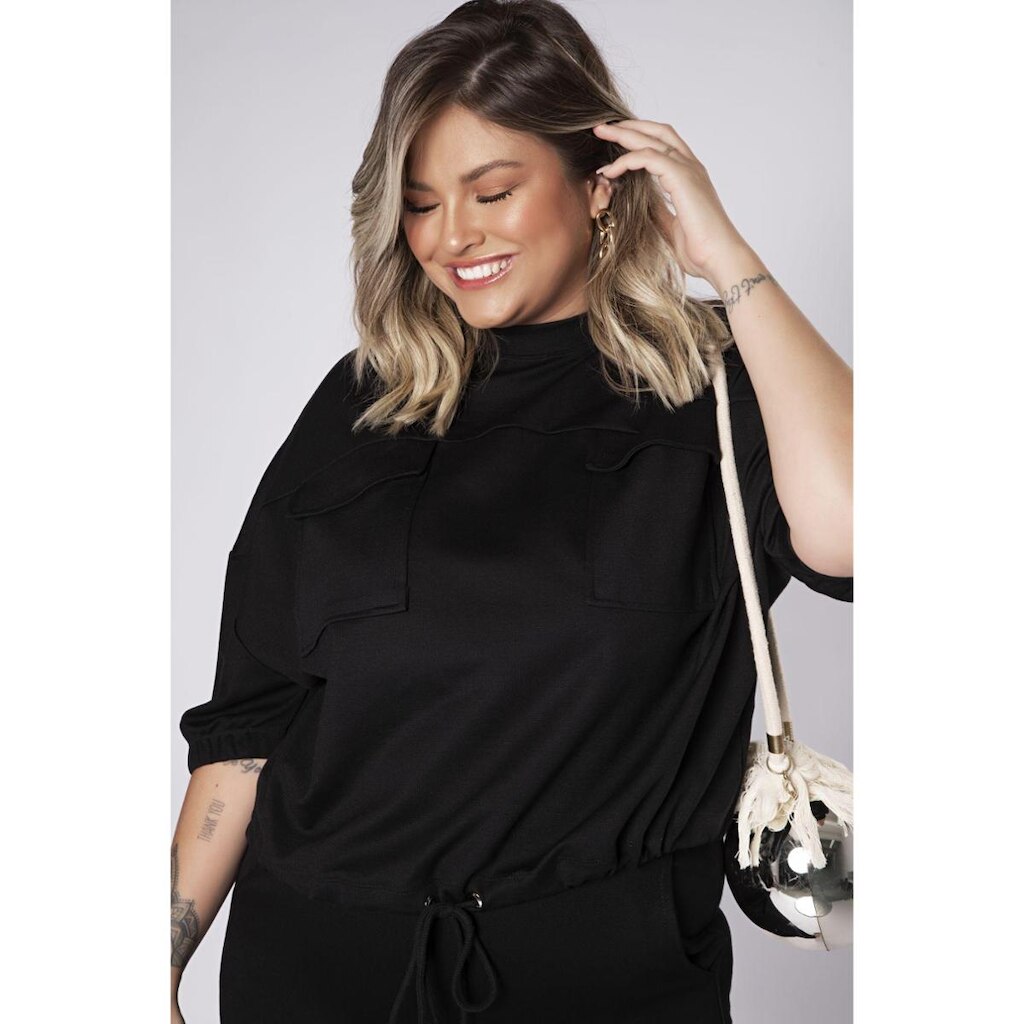 Blusa box cropped ponto roma