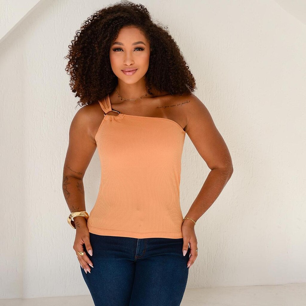 Blusa Brenda Um Ombro Só Laranja