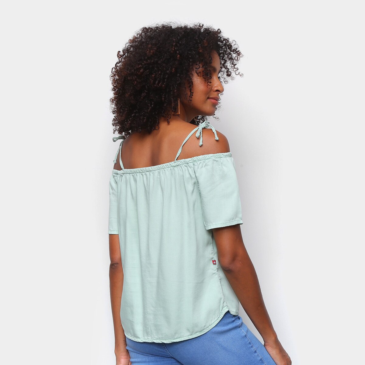 Blusa Cambos Bata Ombro A Ombro Botões Feminina - 1