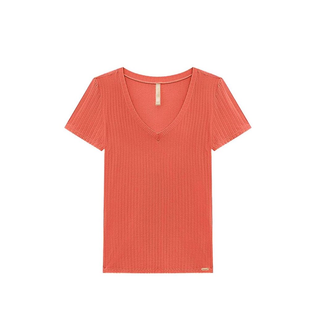 Blusa Canelada Lunender Decote V Laranja Tam. P