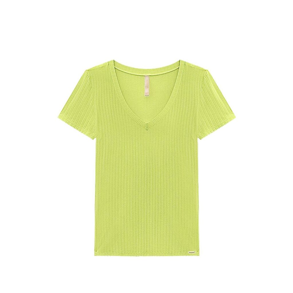 Blusa Canelada Lunender Decote V Verde Tam. P