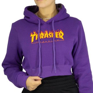 Blusa Canguru Thrasher Crop Flame Masculino