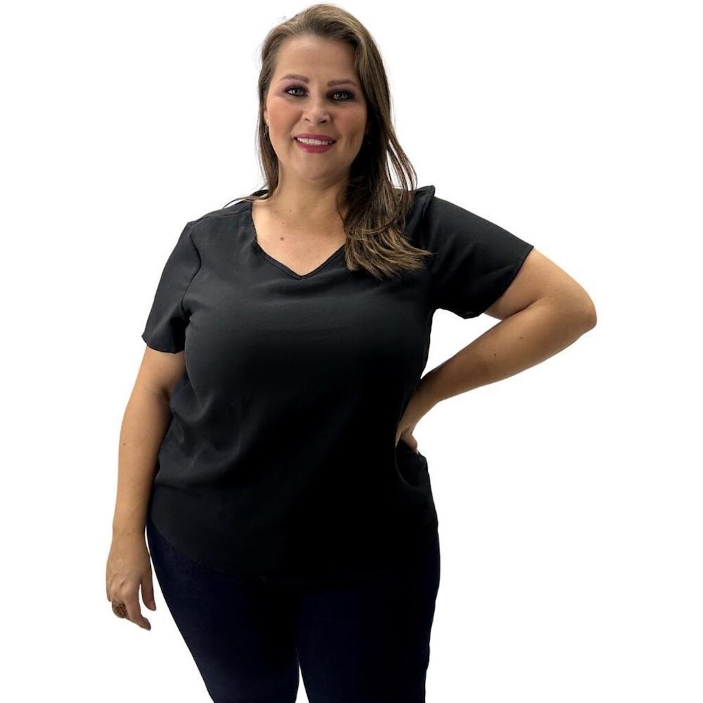Blusa Cativa Manga Curta Plus Size Feminina