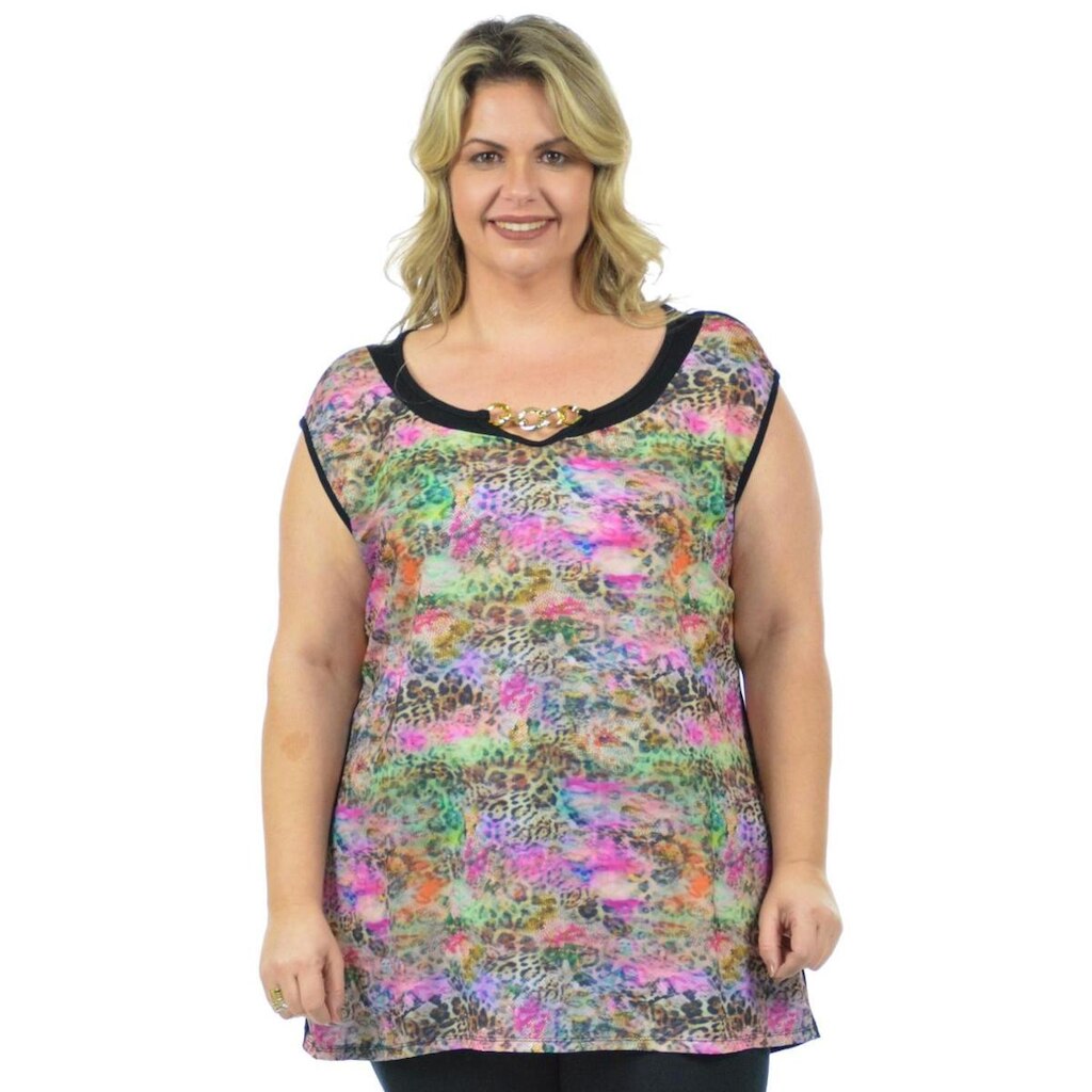 Blusa cetim plus size fenomenal Pink 46