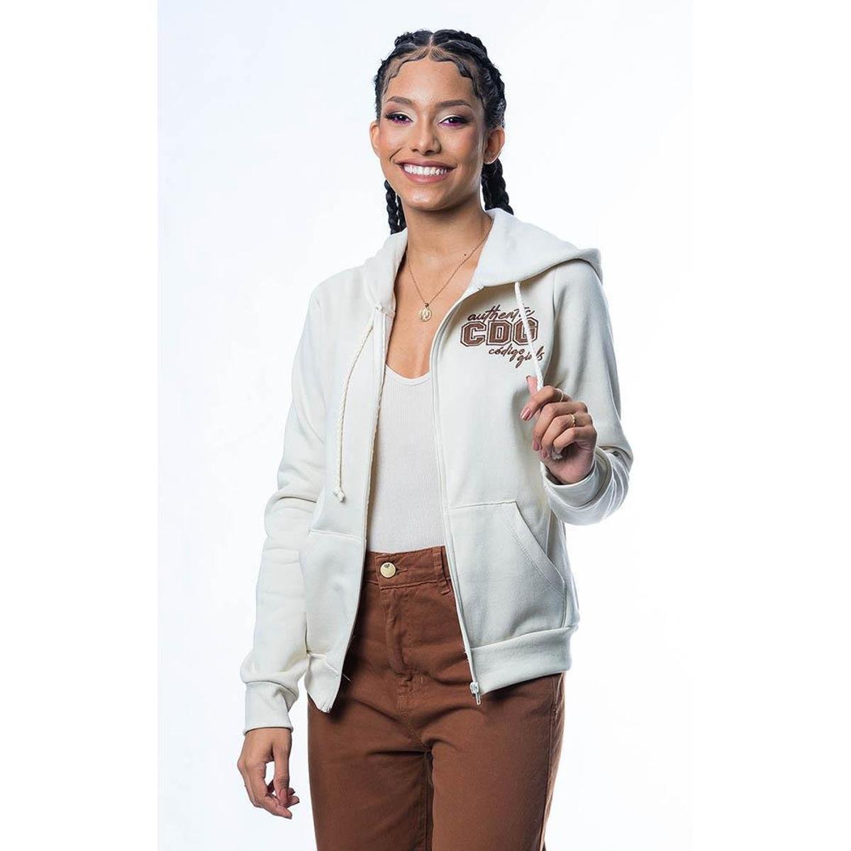 Blusa Código Girls De Moletom Com Zíper Capuz Feminina Off