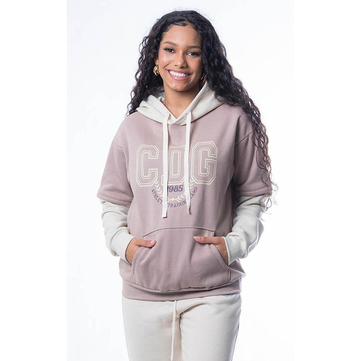 Blusa Código Girls De Moletom Oversized Bloco De Cor Feminina