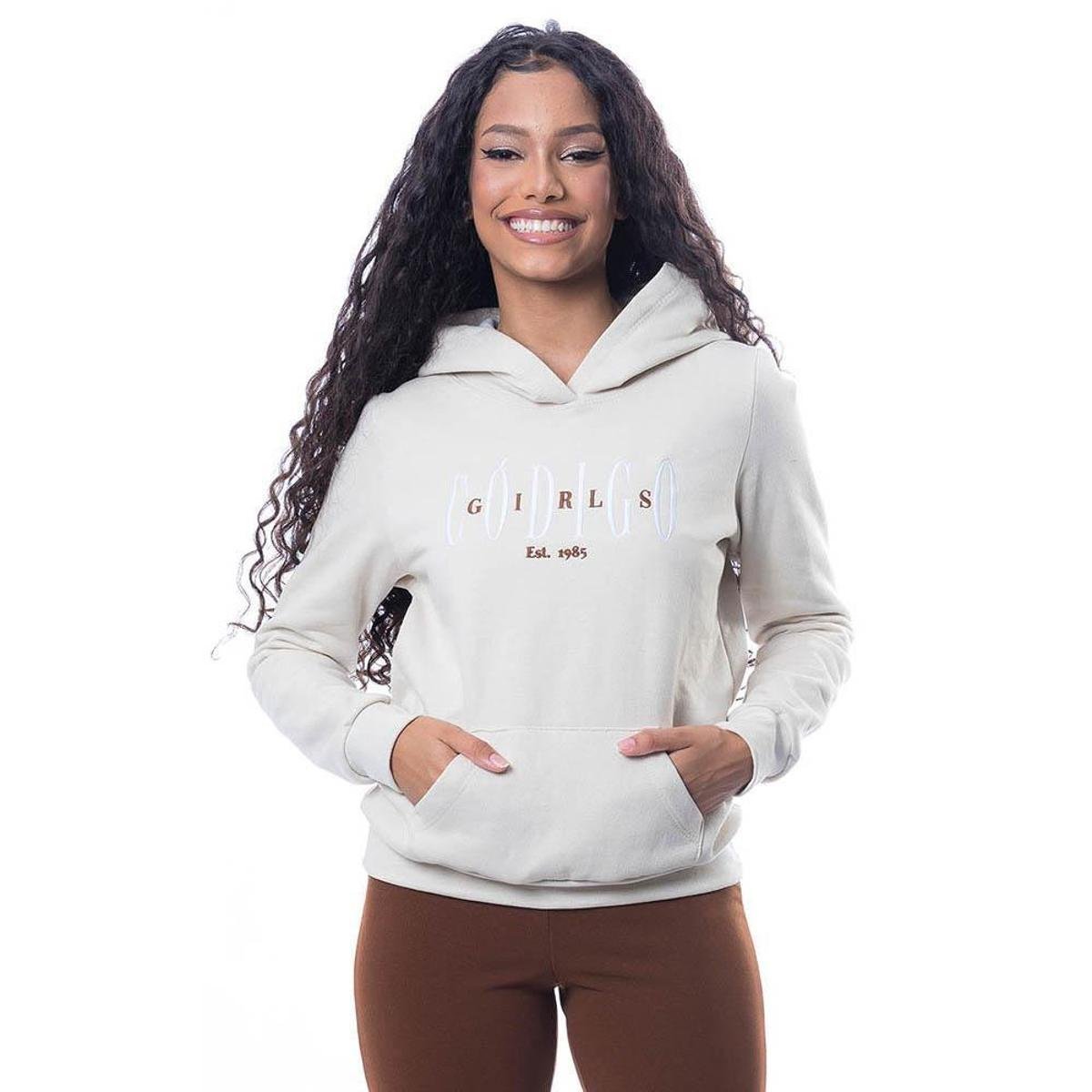 Blusa Código Girls Moletom Fechado Com Capuz Feminina Off White+