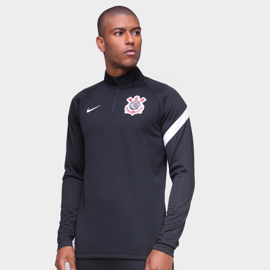 Blusa Corinthians Treino 20/21 Nike Masculina - Preto e Branco Menor preço em Blusa Corinthians Treino 20/21 Nike Masculina - Preto e Branco