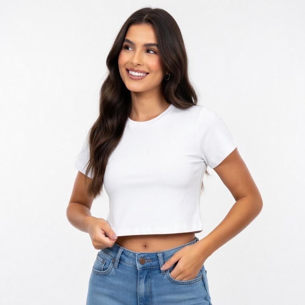 Blusa Cropped Blusinha Camiseta Feminina Lisa
