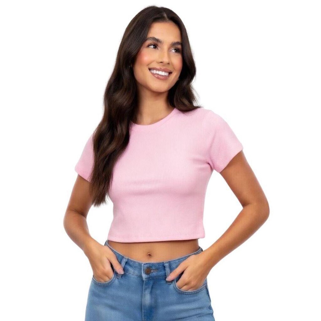 Blusa Cropped Blusinha Camiseta Feminina Lisa