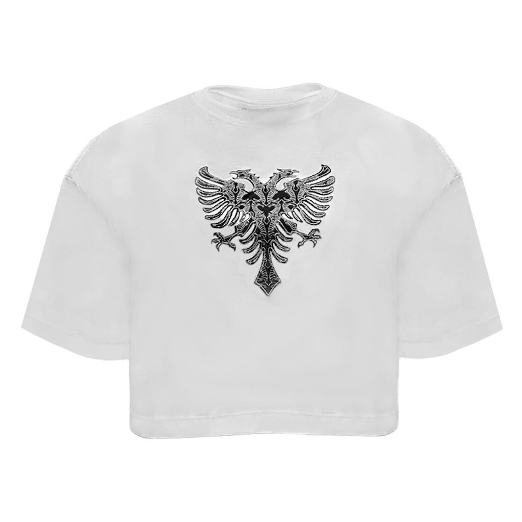 Blusa Cropped Cavalera Branco Alongado Aguia Bifcef