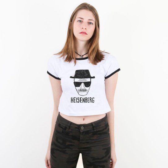 Blusa Cropped Com Viés Morena Deluxe Heisenberg Feminina - Branco