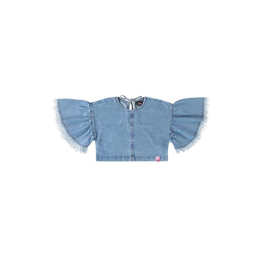 Blusa Cropped em Jeans Gloss