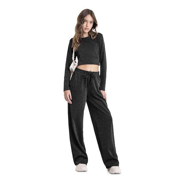 Blusa Cropped em Malha com Lurex Juvenil Gloss