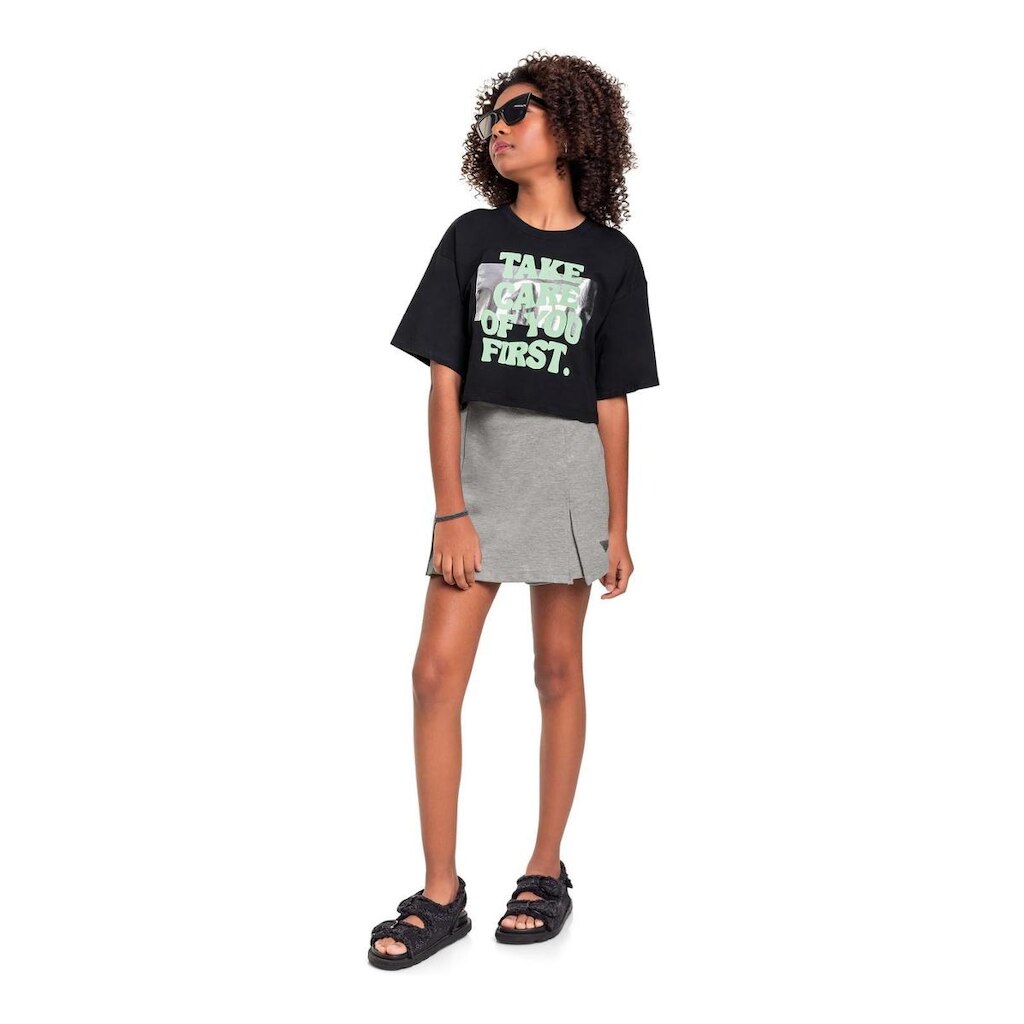 Blusa Cropped em Meia Malha Juvenil Gloss