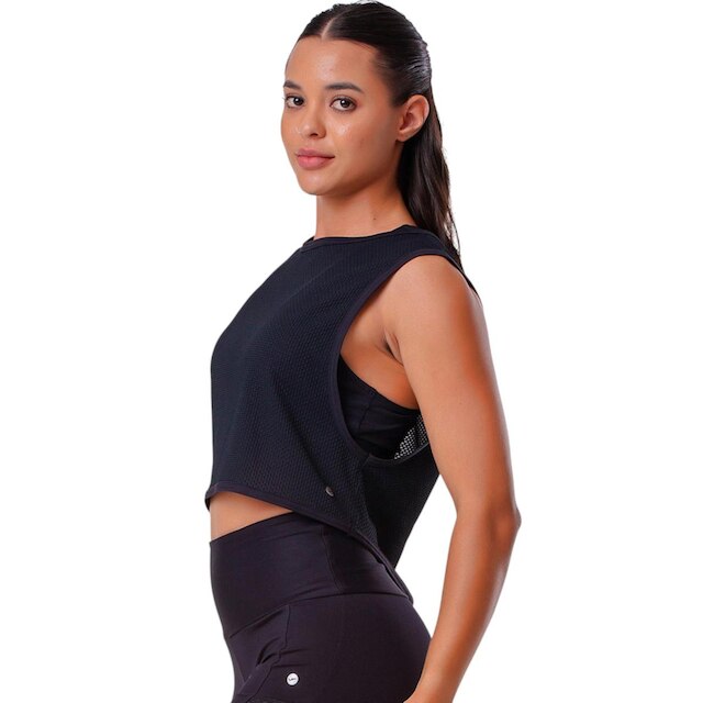 Blusa Cropped Em Tule Trabalhado Elite 129407 Feminino