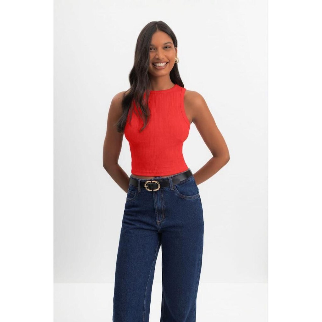 Blusa Cropped Feminina Canelada Essendi