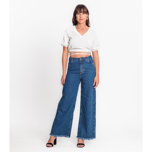 Blusa Cropped Feminina Decote V Rovitex Bege