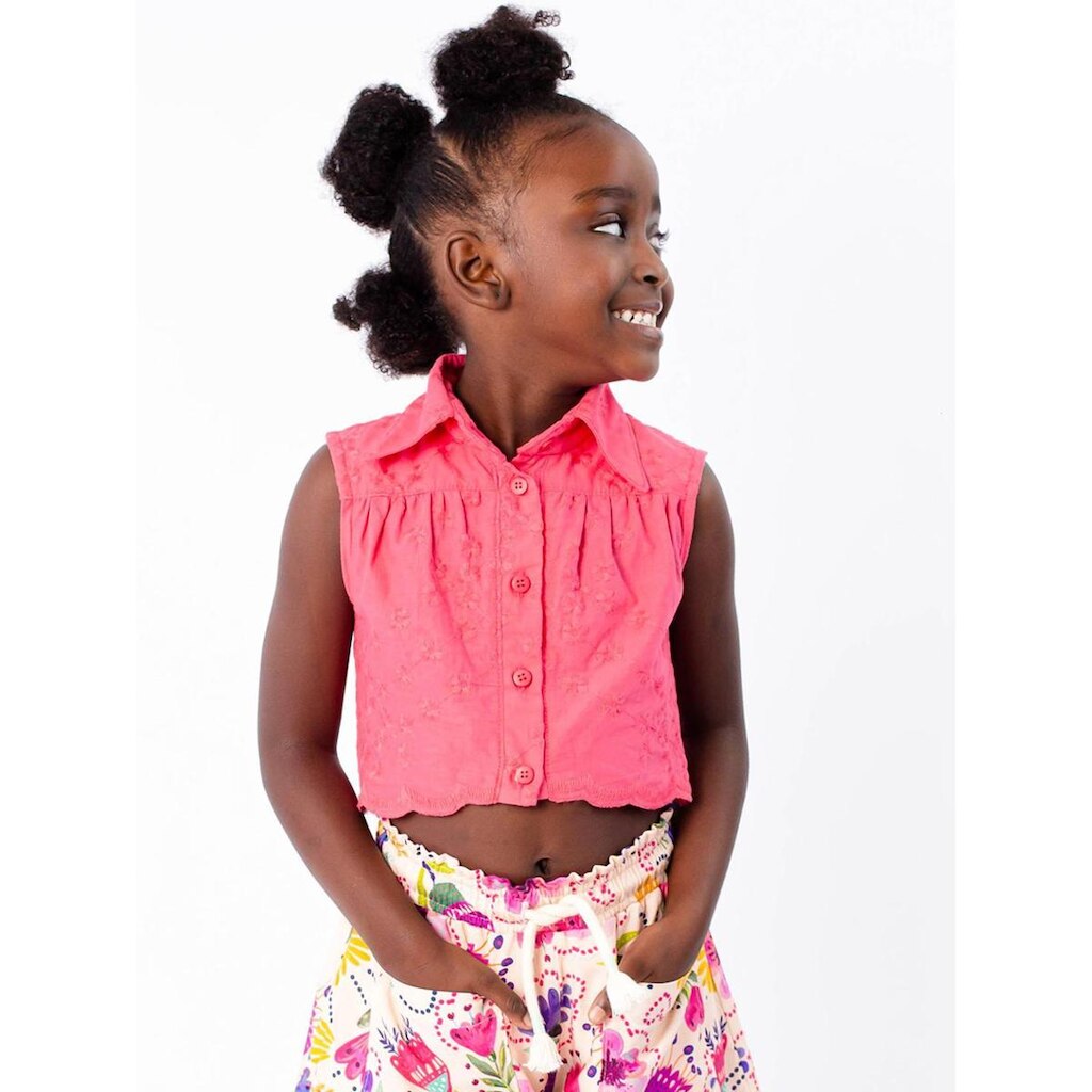 Blusa Cropped Infantil Pandi Bordada Menina