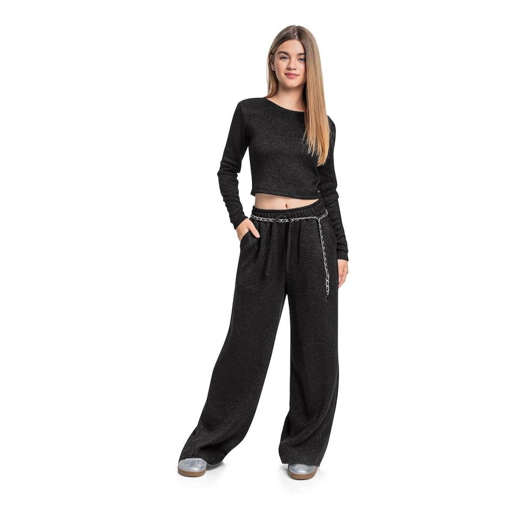 Blusa Cropped Juvenil em Malha Lurex Gloss
