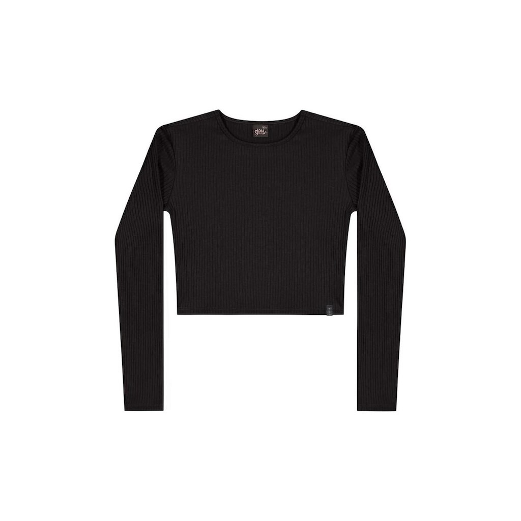 Blusa Cropped Juvenil em Ribana Canelada Gloss