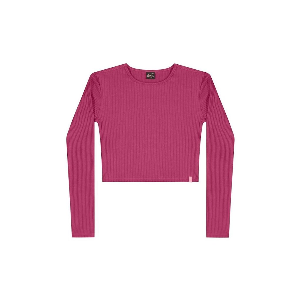 Blusa Cropped Juvenil em Ribana Canelada Gloss