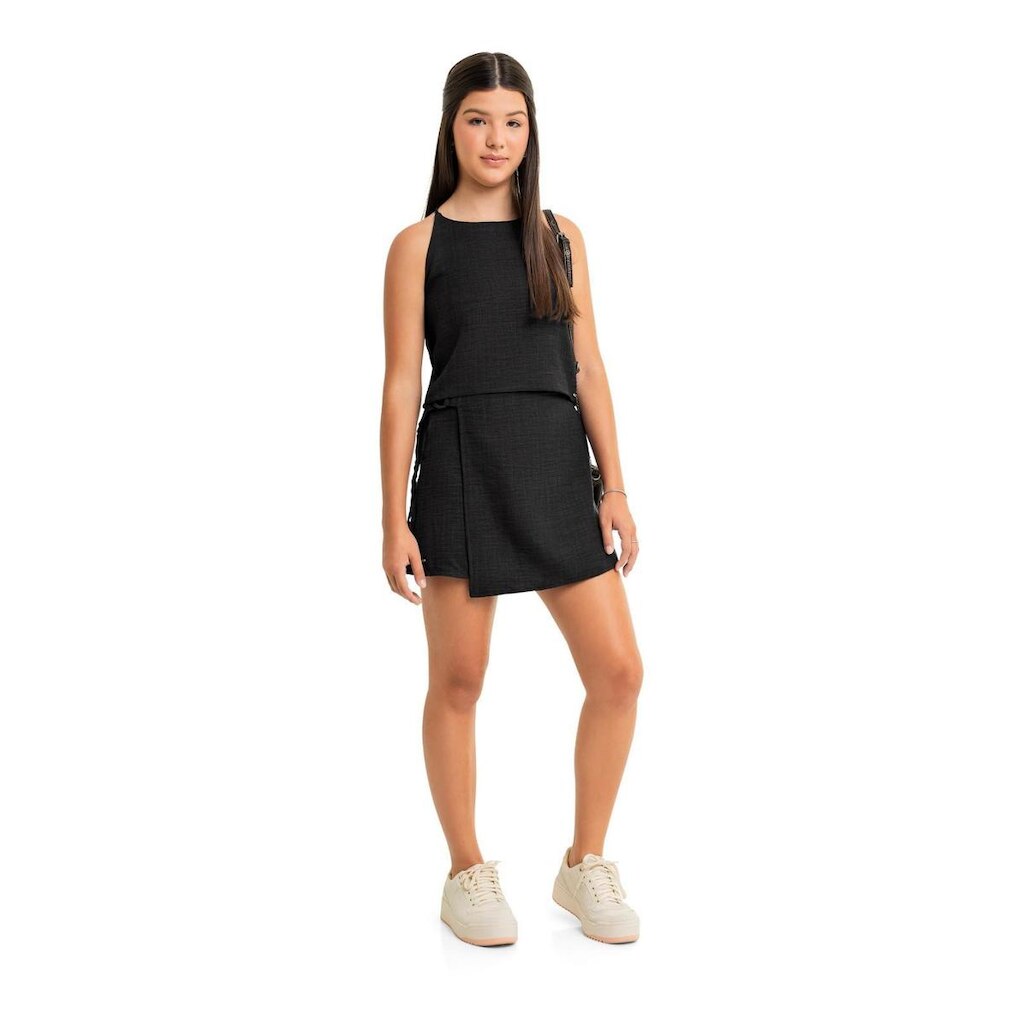 Blusa Cropped Juvenil em Tecido Gloss