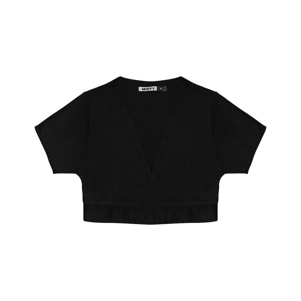Blusa Cropped Juvenil Em Viscopoly Minty Preto