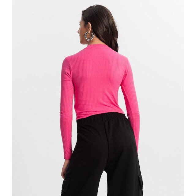 Blusa Cropped Juvenil Feminina Gola Alta Minty Rosa