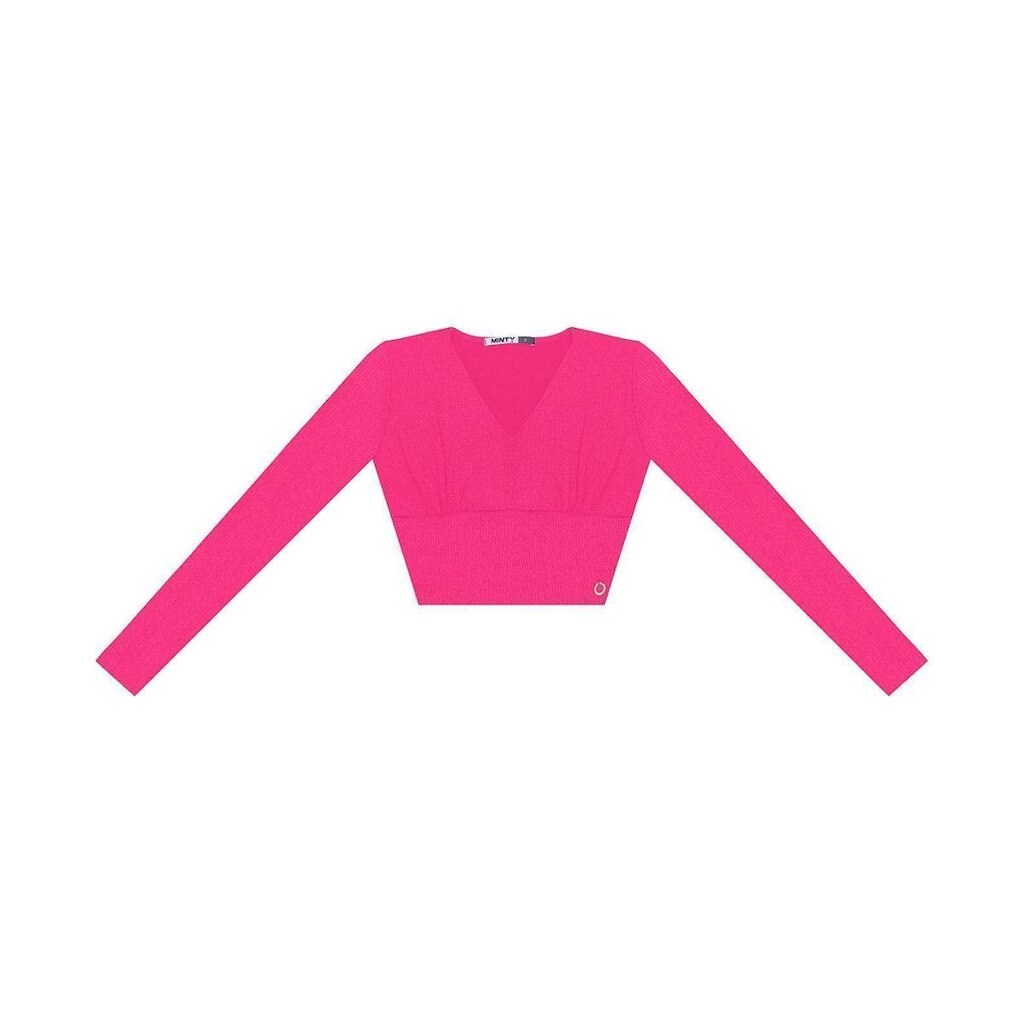 Blusa Cropped Juvenil Manga Longa Minty Rosa