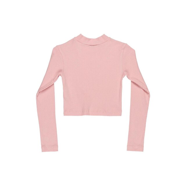 Blusa Cropped Manga Longa Juvenil com Detalhe Vazado Gloss