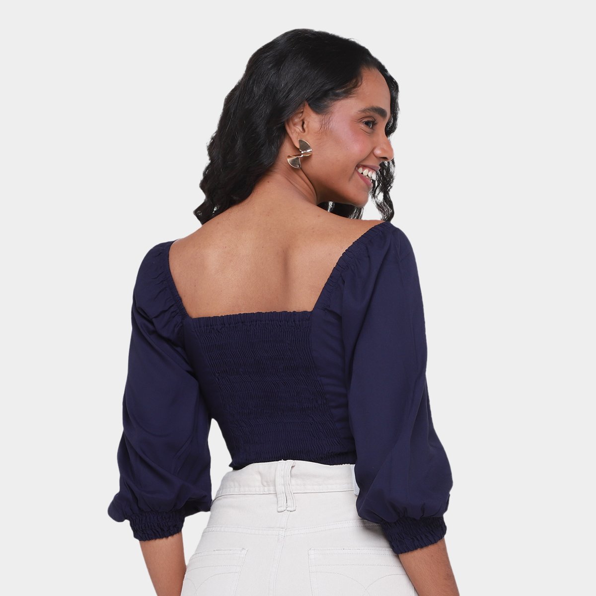Blusa Cropped Mercatto Amarração Costas Feminina - 1