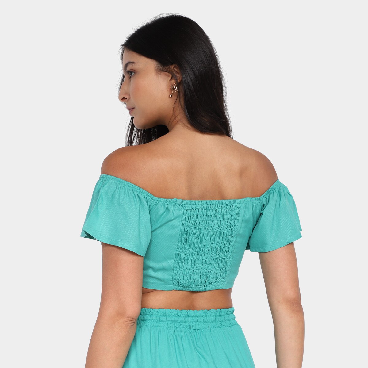 Blusa Cropped Mercatto Franzida Amarração Feminina - 1