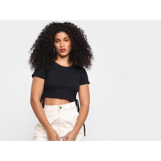 Blusa Cropped Vista   Canelada Amarração