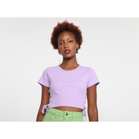 Blusa Cropped Vista   Canelada Amarração