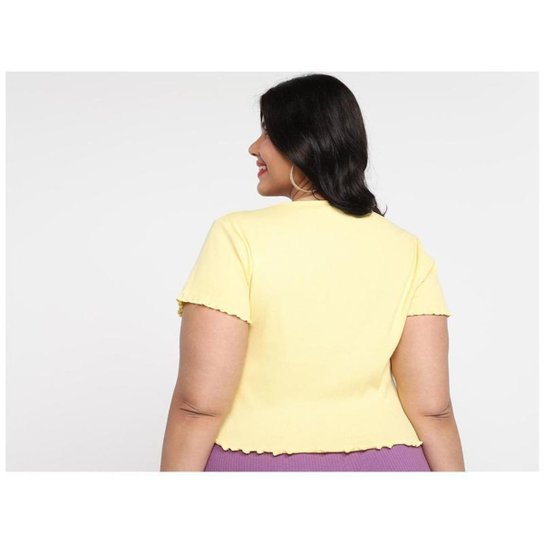 Blusa Cropped Vista   Canelada Decote