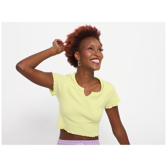 Blusa Cropped Vista   Canelada Decote