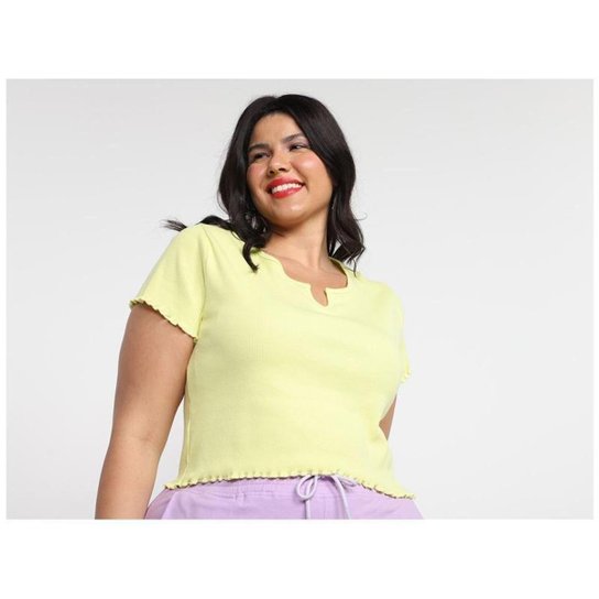 Blusa Cropped Vista   Canelada Decote
