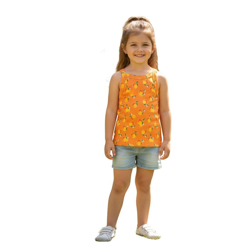 Blusa Curta Rib Fábula Laranjitas