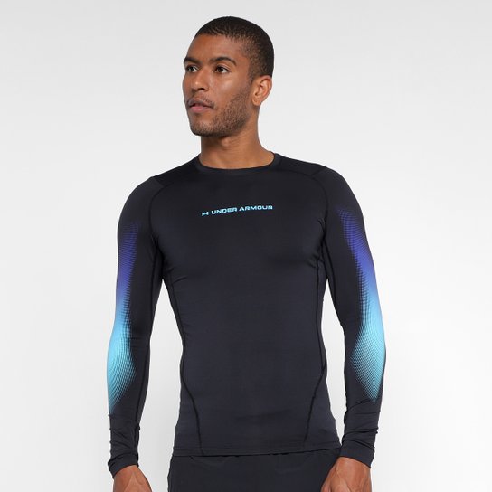 Blusa De Compressão Under Armour Hg Armour Novelt Masculina - Preto+Azul é ruim? Blusa De Compressão Under Armour Hg Armour Novelt Masculina - Preto+Azul é boa?