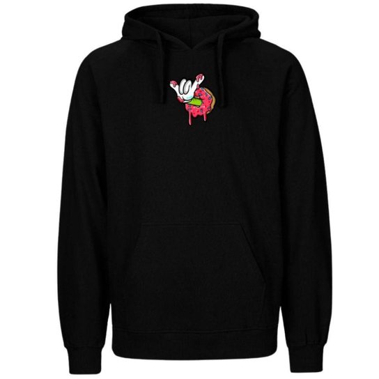 Blusa De Frio Casaco De Moletom Peluciado Modelo Bolso Canguru Com Capuz - Preto+Rosa Menor preço em Blusa De Frio Casaco De Moletom Peluciado Modelo Bolso Canguru Com Capuz - Preto+Rosa