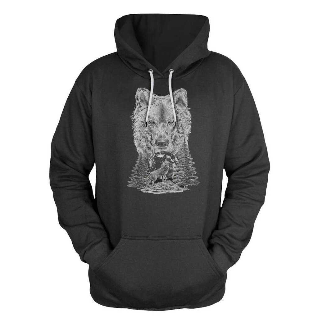 Blusa De Frio Moletom Canguru Com Capuz Lobo