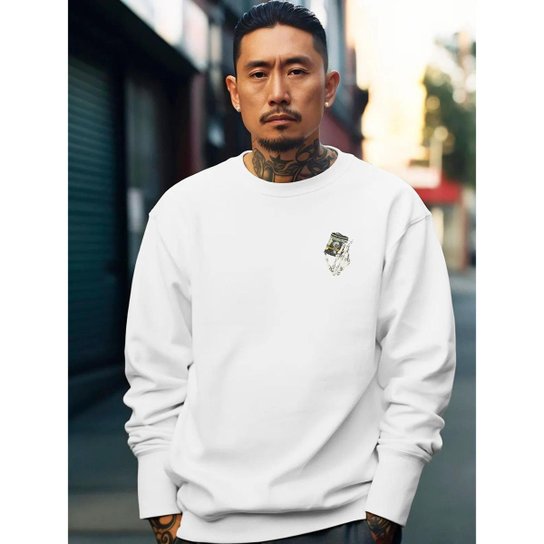 Blusa De Frio Moletom Masculino Sem Capuz Careca Flanelado Algodão Mão  Dollar