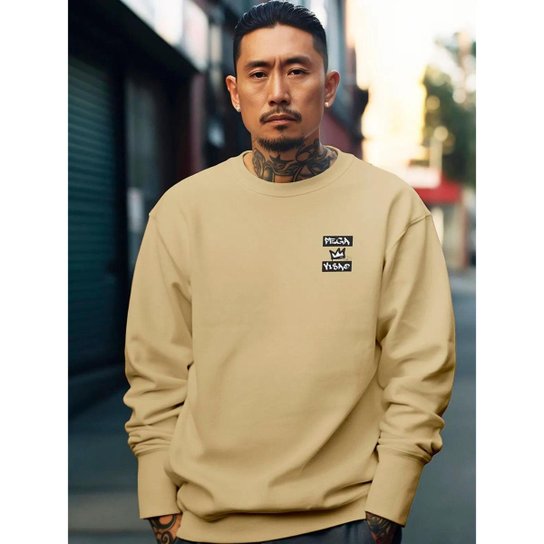 Conjunto Moletom Masculino Sem Capuz Blusa De Frio Moletom